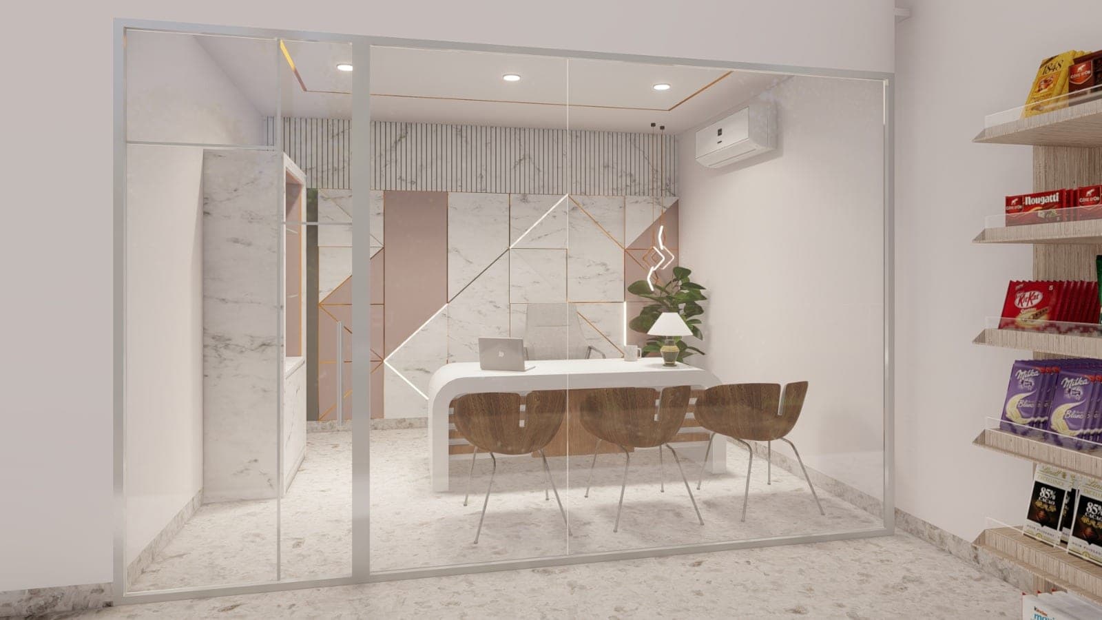 Wahab Metro Mart manager's cabin with glass partition